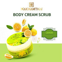 Exfoliating cream lemon scrub formula for white bright skin Tighten pores (Makhamthai) 100g. Exfoliating cream lemon scrub formula for white bright skin Tighten pores (Makhamthai) 100g.