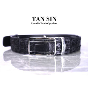 Crocodile Leather Belt Men's Bone Black (TAN SIN) - 1.5 Inch